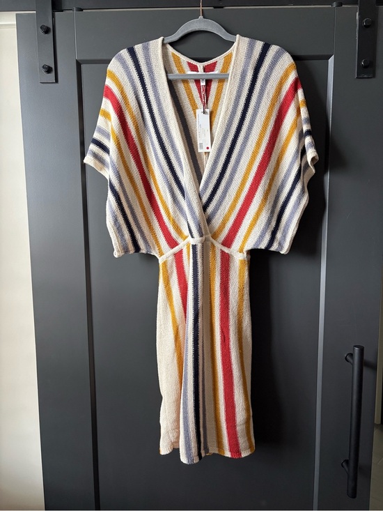 cupcakes & cashmere Other - cupcakes & cashmere Striped Knit Cover-up | Cream, Rust, Mustard, Navy & Gray